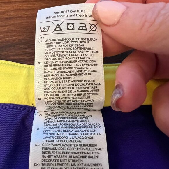 Adidas Club PleatTennis Skort Womens Blue Yellow Pull On Elastic Waist Large - Picture 7 of 7